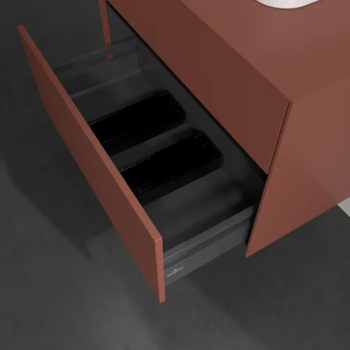 Bild von VILLEROY BOCH Collaro Waschbeckenunterschrank, mit Beleuchtung, 2 Auszüge, 800 x 548 x 500 mm, Wine Red / Wine Red #C093B0AH