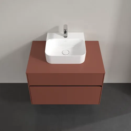 Bild von VILLEROY BOCH Collaro Waschbeckenunterschrank, mit Beleuchtung, 2 Auszüge, 800 x 548 x 500 mm, Wine Red / Wine Red #C093B0AH