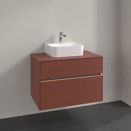 Bild von VILLEROY BOCH Collaro Waschbeckenunterschrank, mit Beleuchtung, 2 Auszüge, 800 x 548 x 500 mm, Wine Red / Wine Red #C093B0AH