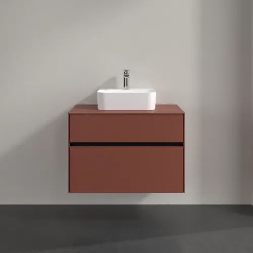 Bild von VILLEROY BOCH Collaro Waschbeckenunterschrank, mit Beleuchtung, 2 Auszüge, 800 x 548 x 500 mm, Wine Red / Wine Red #C093B0AH