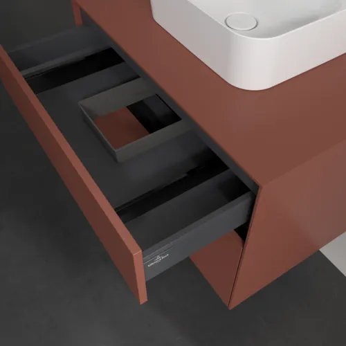 Bild von VILLEROY BOCH Collaro Waschbeckenunterschrank, mit Beleuchtung, 2 Auszüge, 800 x 548 x 500 mm, Wine Red / Wine Red #C093B0AH