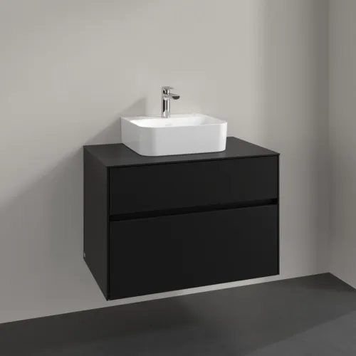 Bild von VILLEROY BOCH Collaro Waschbeckenunterschrank, 2 Auszüge, 800 x 548 x 500 mm, Volcano Black / Volcano Black #C09300VL
