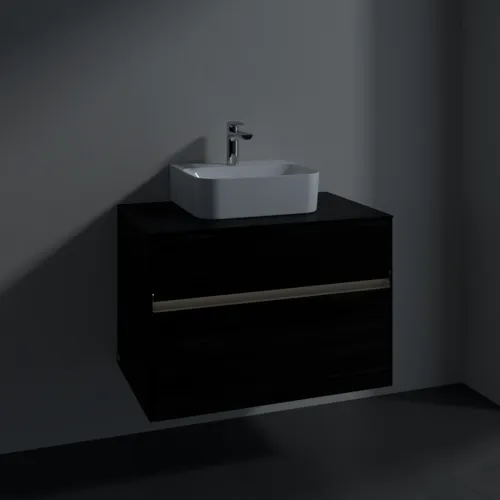 Bild von VILLEROY BOCH Collaro Waschbeckenunterschrank, mit Beleuchtung, 2 Auszüge, 800 x 548 x 500 mm, Black Oak / Black Oak #C093B0AB