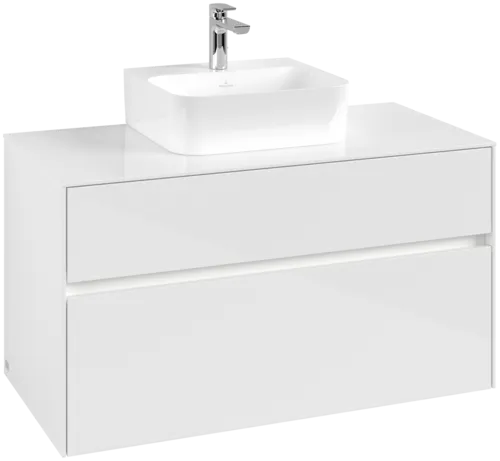 Obrázek VILLEROY BOCH Collaro toaletní skříňka, s osvětlením, 2 výsuvy, 1000 x 548 x 500 mm, lesklá bílá / lesklá bílá #C094B0DH