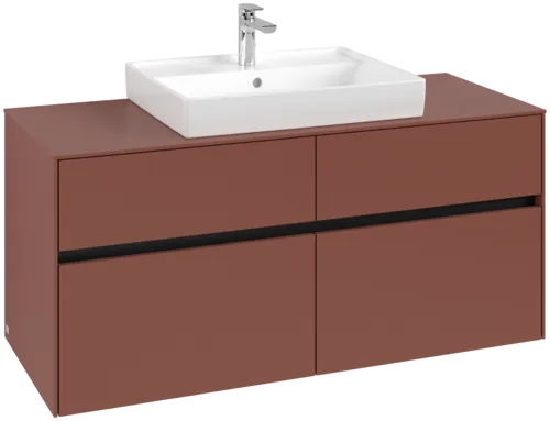VILLEROY BOCH Collaro Vanity unit, 4 pull-out compartments, 1200 x 548 x 500 mm, Wine Red / Wine Red #C08100AH resmi