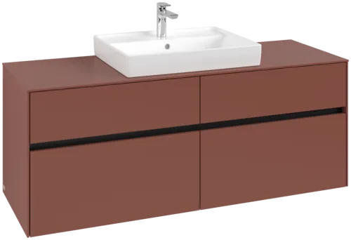 VILLEROY BOCH Collaro Vanity unit, 4 pull-out compartments, 1400 x 548 x 500 mm, Wine Red / Wine Red #C08400AH resmi