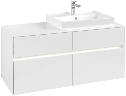 VILLEROY BOCH Collaro Vanity unit, with lighting, 4 pull-out compartments, 1200 x 548 x 500 mm, Glossy White / Glossy White #C083B0DH resmi