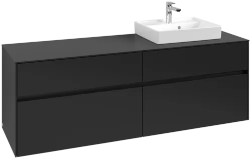 Picture of VILLEROY BOCH Collaro Vanity unit, with lighting, 4 pull-out compartments, 1600 x 548 x 500 mm, Volcano Black / Volcano Black #C079B0VL