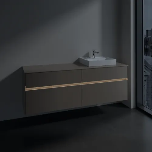 VILLEROY BOCH Collaro Waschbeckenunterschrank, mit Beleuchtung, 4 Auszüge, 1600 x 548 x 500 mm, Taupe / Taupe #C079B0VM, Bild 5