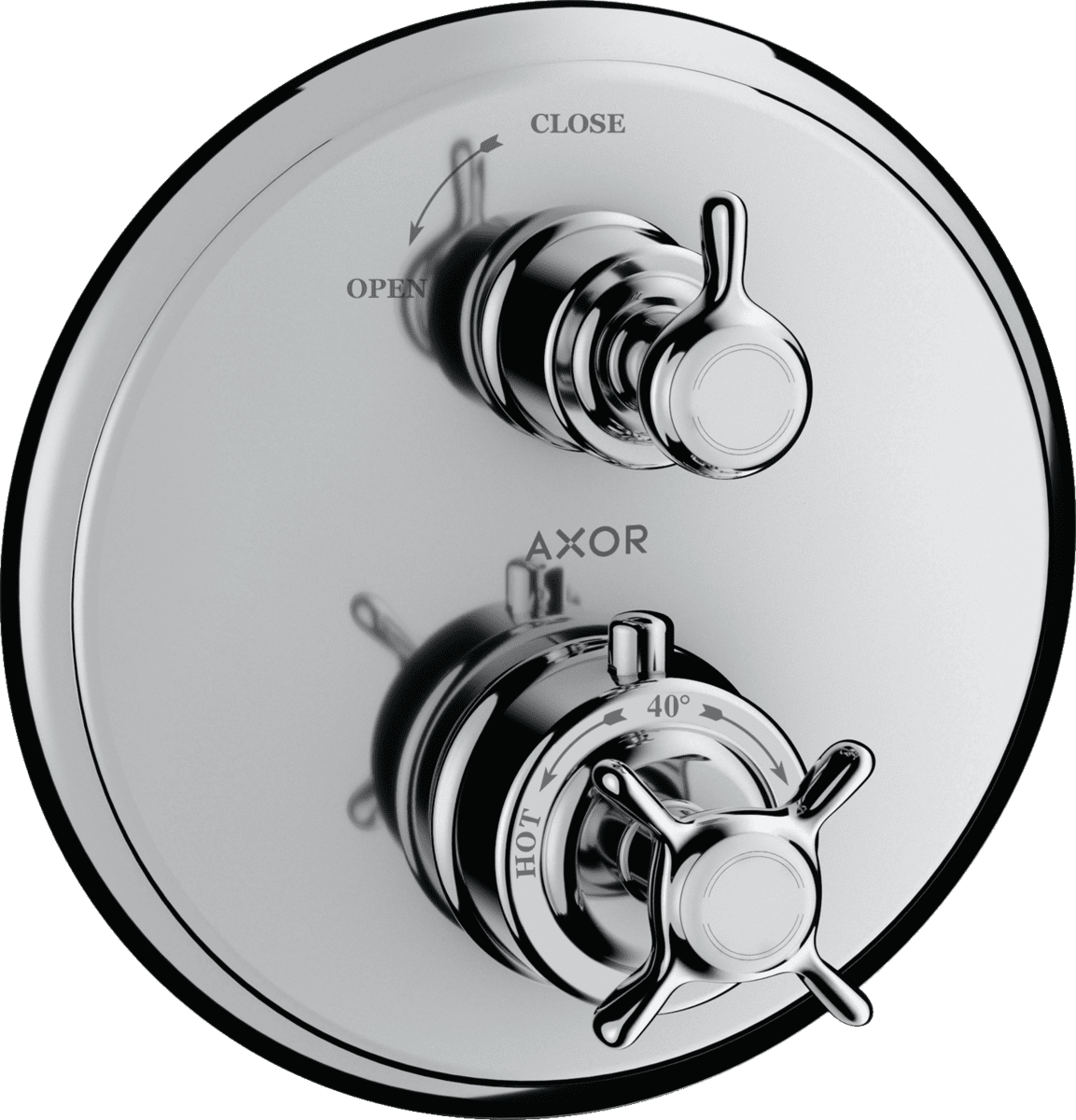 Picture of HANSGROHE AXOR Montreux Thermostat for concealed installation with cross handle and shut-off valve #16800000 - Chrome