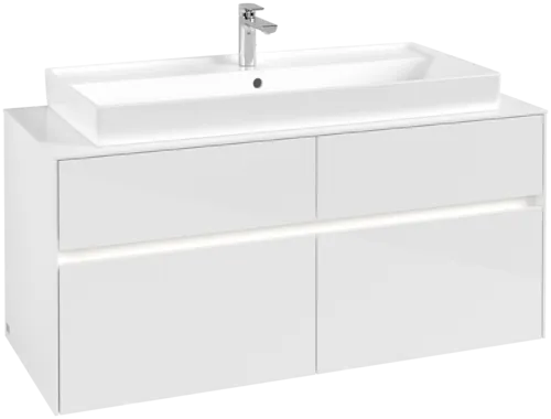 Obrázek VILLEROY BOCH Collaro toaletní skříňka, s osvětlením, 4 výsuvy, 1200 x 548 x 500 mm, lesklá bílá / lesklá bílá #C091B0DH