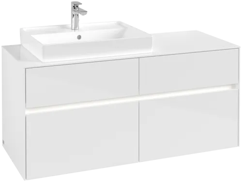 VILLEROY BOCH Collaro Vanity unit, with lighting, 4 pull-out compartments, 1200 x 548 x 500 mm, Glossy White / Glossy White #C082B0DH resmi