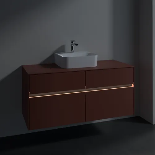 Bild von VILLEROY BOCH Collaro Waschbeckenunterschrank, mit Beleuchtung, 4 Auszüge, 1200 x 548 x 500 mm, Wine Red / Wine Red #C097B0AH