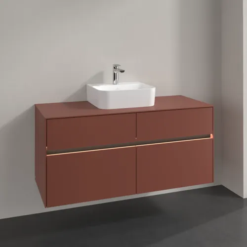 Bild von VILLEROY BOCH Collaro Waschbeckenunterschrank, mit Beleuchtung, 4 Auszüge, 1200 x 548 x 500 mm, Wine Red / Wine Red #C097B0AH
