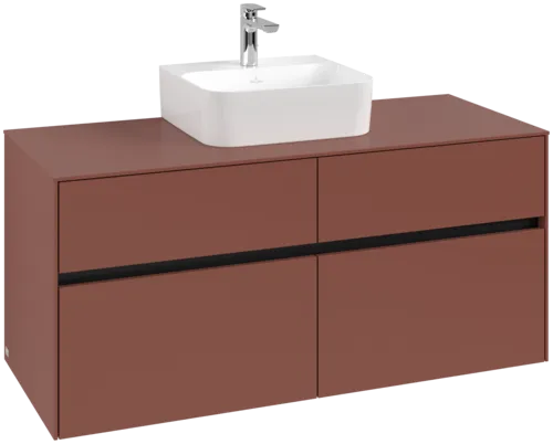 Зображення з  VILLEROY BOCH Collaro Vanity unit, with lighting, 4 pull-out compartments, 1200 x 548 x 500 mm, Wine Red / Wine Red #C097B0AH