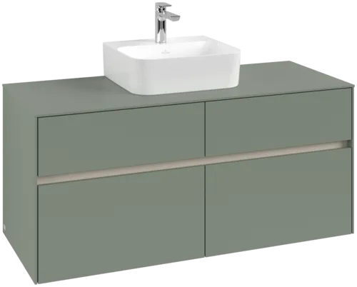 Picture of VILLEROY BOCH Collaro Vanity unit, with lighting, 4 pull-out compartments, 1200 x 548 x 500 mm, Soft Green / Soft Green #C097B0AF