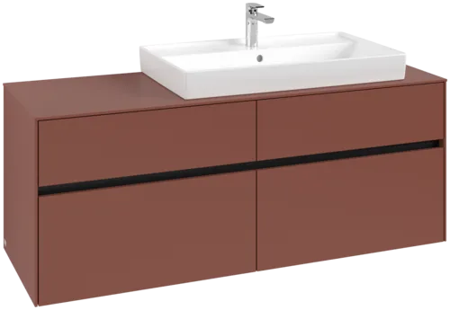 Picture of VILLEROY BOCH Collaro Vanity unit, with lighting, 4 pull-out compartments, 1400 x 548 x 500 mm, Wine Red / Wine Red #C090B0AH