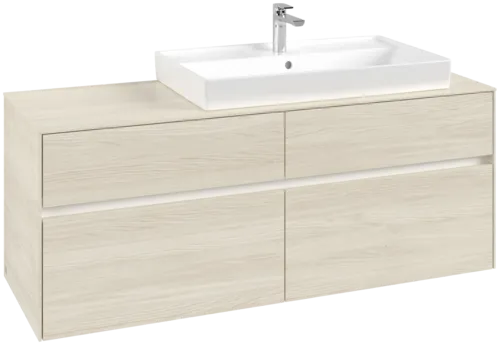 Picture of VILLEROY BOCH Collaro Vanity unit, with lighting, 4 pull-out compartments, 1400 x 548 x 500 mm, White Oak / White Oak #C090B0AA