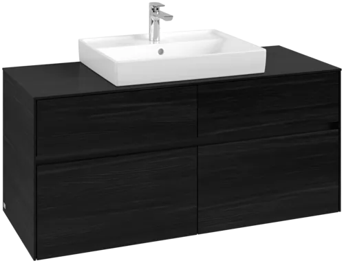 Picture of VILLEROY BOCH Collaro Vanity unit, with lighting, 4 pull-out compartments, 1200 x 548 x 500 mm, Black Oak / Black Oak #C081B0AB