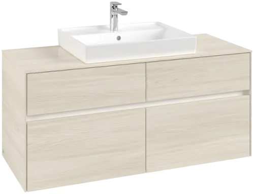 Picture of VILLEROY BOCH Collaro Vanity unit, with lighting, 4 pull-out compartments, 1200 x 548 x 500 mm, White Oak / White Oak #C081B0AA