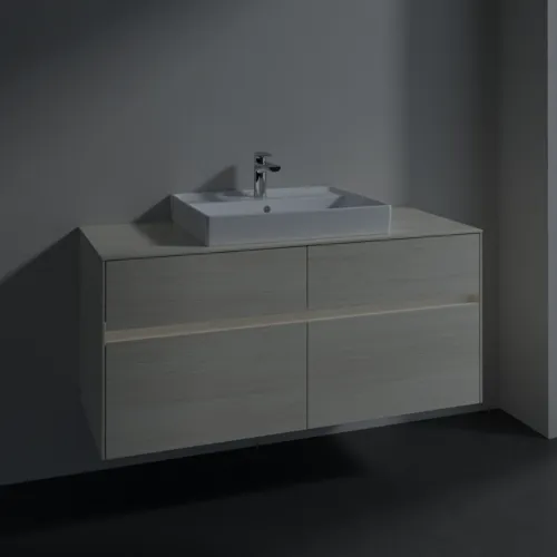 VILLEROY BOCH Collaro Waschbeckenunterschrank, mit Beleuchtung, 4 Auszüge, 1200 x 548 x 500 mm, White Oak / White Oak #C081B0AA, Bild 5