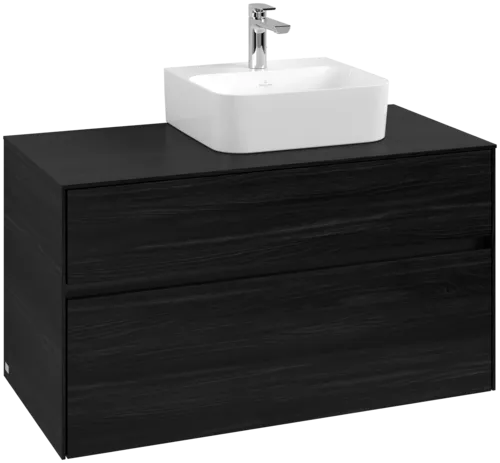 Picture of VILLEROY BOCH Collaro Vanity unit, with lighting, 2 pull-out compartments, 1000 x 548 x 500 mm, Black Oak / Black Oak #C096B0AB