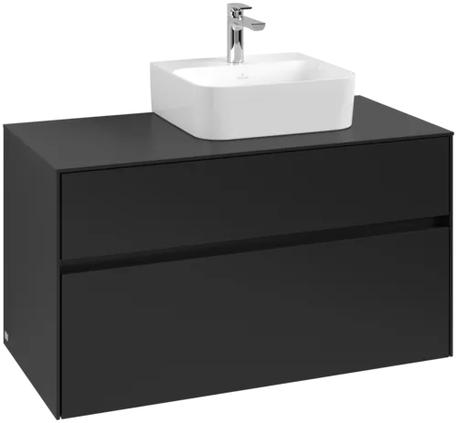 Obrázek VILLEROY BOCH Collaro toaletní skříňka, 2 výsuvy, 1000 x 548 x 500 mm, Volcano Black / Volcano Black #C09600VL