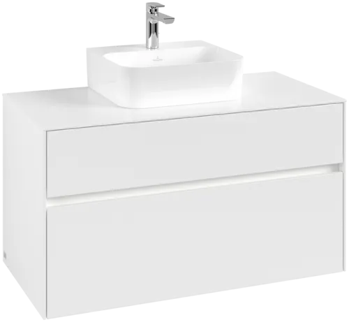 Obrázek VILLEROY BOCH Collaro toaletní skříňka, s osvětlením, 2 výsuvy, 1000 x 548 x 500 mm, bílá matná / bílá matná #C094B0MS