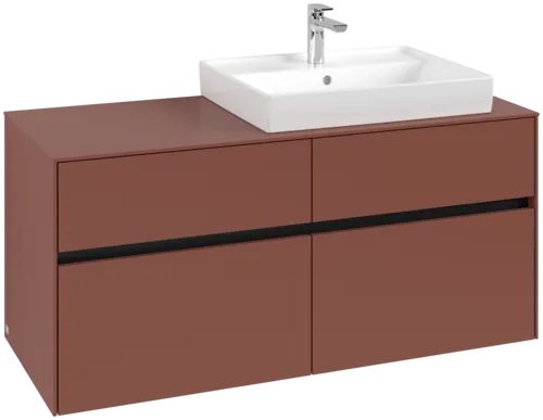 VILLEROY BOCH Collaro Vanity unit, 4 pull-out compartments, 1200 x 548 x 500 mm, Wine Red / Wine Red #C08300AH resmi