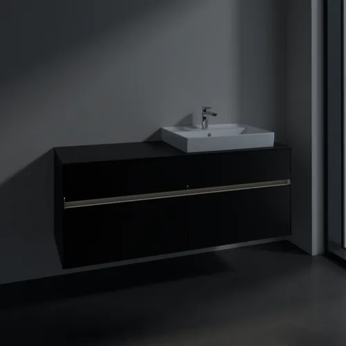 Bild von VILLEROY BOCH Collaro Waschbeckenunterschrank, mit Beleuchtung, 4 Auszüge, 1400 x 548 x 500 mm, Volcano Black / Volcano Black #C086B0VL
