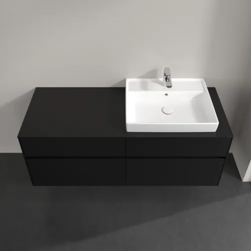 Bild von VILLEROY BOCH Collaro Waschbeckenunterschrank, mit Beleuchtung, 4 Auszüge, 1400 x 548 x 500 mm, Volcano Black / Volcano Black #C086B0VL