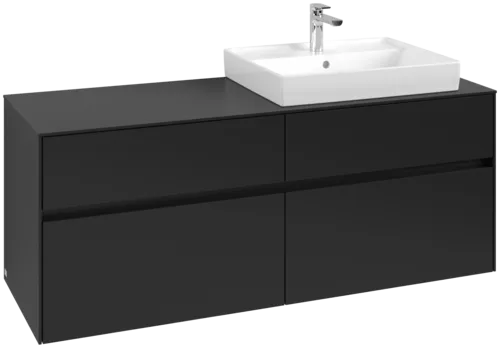 Picture of VILLEROY BOCH Collaro Vanity unit, with lighting, 4 pull-out compartments, 1400 x 548 x 500 mm, Volcano Black / Volcano Black #C086B0VL