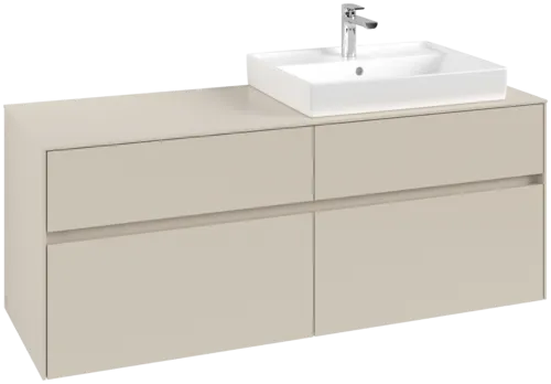 Picture of VILLEROY BOCH Collaro Vanity unit, with lighting, 4 pull-out compartments, 1400 x 548 x 500 mm, Cashmere Grey / Cashmere Grey #C086B0VN