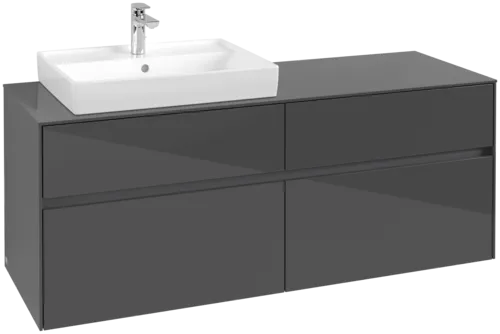 VILLEROY BOCH Collaro Vanity unit, 4 pull-out compartments, 1400 x 548 x 500 mm, Glossy Grey / Glossy Grey #C08500FP resmi
