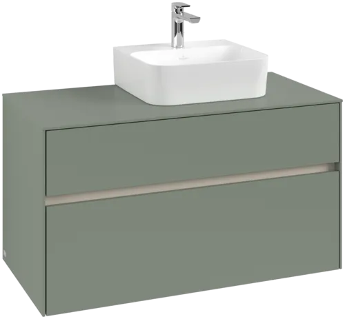 Obrázek VILLEROY BOCH Collaro toaletní skříňka, s osvětlením, 2 výsuvy, 1000 x 548 x 500 mm, Soft Green / Soft Green #C096B0AF
