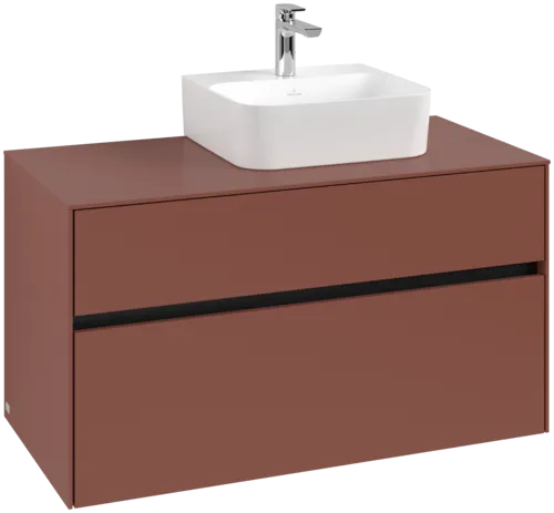 Obrázek VILLEROY BOCH Collaro toaletní skříňka, s osvětlením, 2 výsuvy, 1000 x 548 x 500 mm, Vínově červená / Vínově červená #C096B0AH