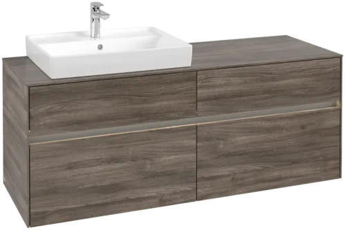 VILLEROY BOCH Collaro Vanity unit, with lighting, 4 pull-out compartments, 1400 x 548 x 500 mm, Stone Oak #C085B0RK resmi