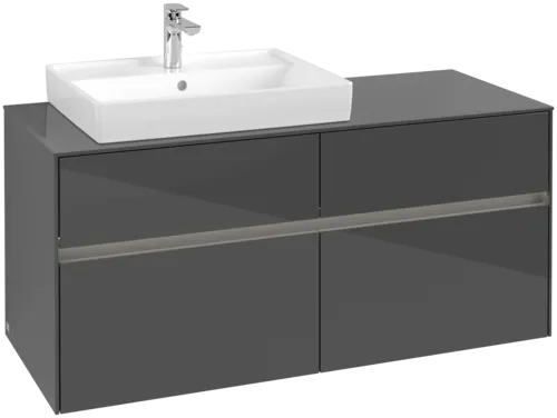 VILLEROY BOCH Collaro Vanity unit, with lighting, 4 pull-out compartments, 1200 x 548 x 500 mm, Glossy Grey / Glossy Grey #C082B0FP resmi
