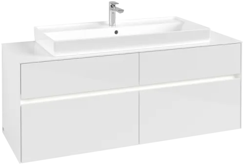 VILLEROY BOCH Collaro Vanity unit, with lighting, 4 pull-out compartments, 1400 x 548 x 500 mm, Glossy White / Glossy White #C092B0DH resmi