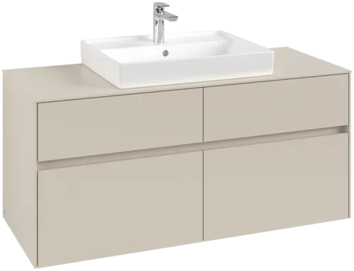 VILLEROY BOCH Collaro Vanity unit, with lighting, 4 pull-out compartments, 1200 x 548 x 500 mm, Cashmere Grey / Cashmere Grey #C081B0VN resmi