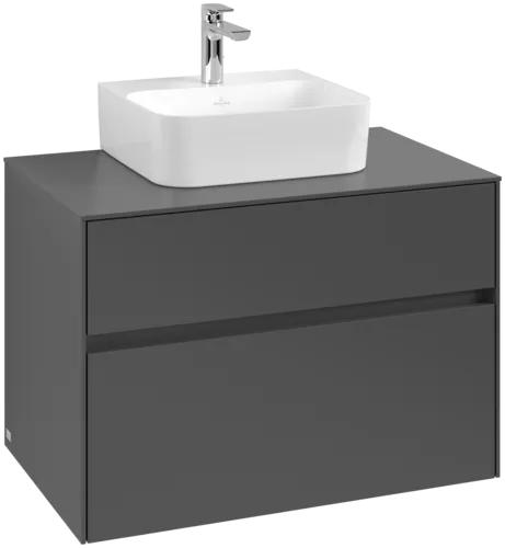 VILLEROY BOCH Collaro Vanity unit, with lighting, 2 pull-out compartments, 800 x 548 x 500 mm, Graphite / Graphite #C093B0VR resmi
