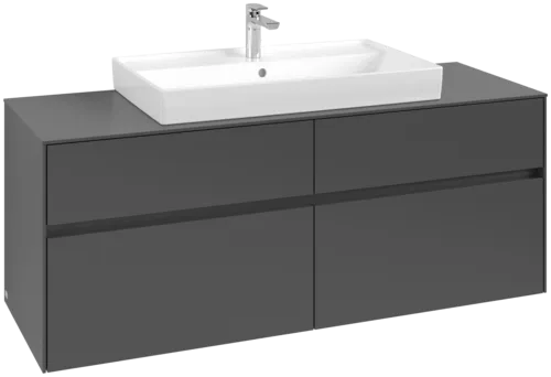 VILLEROY BOCH Collaro Vanity unit, with lighting, 4 pull-out compartments, 1400 x 548 x 500 mm, Graphite / Graphite #C088B0VR resmi