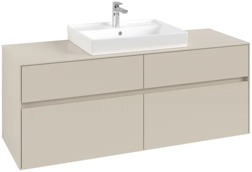 VILLEROY BOCH Collaro Vanity unit, 4 pull-out compartments, 1400 x 548 x 500 mm, Cashmere Grey / Cashmere Grey #C08400VN resmi
