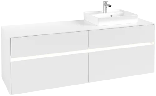 Picture of VILLEROY BOCH Collaro Vanity unit, with lighting, 4 pull-out compartments, 1600 x 548 x 500 mm, White Matt / White Matt #C079B0MS