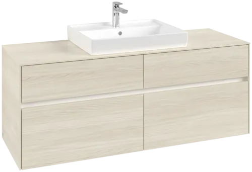 Picture of VILLEROY BOCH Collaro Vanity unit, with lighting, 4 pull-out compartments, 1400 x 548 x 500 mm, White Oak / White Oak #C084B0AA