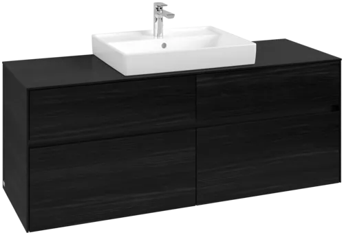 Picture of VILLEROY BOCH Collaro Vanity unit, with lighting, 4 pull-out compartments, 1400 x 548 x 500 mm, Black Oak / Black Oak #C084B0AB