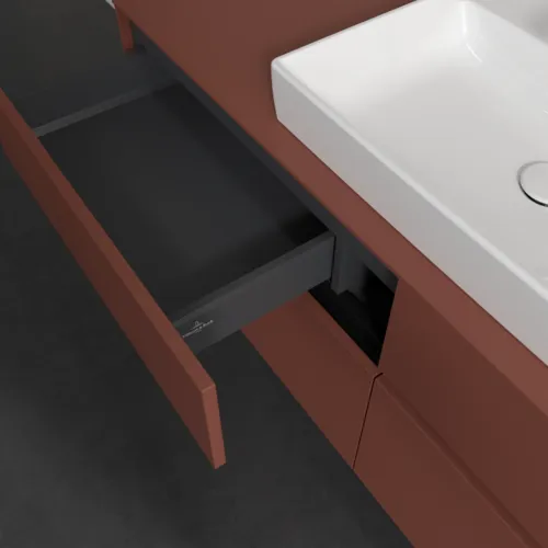 Bild von VILLEROY BOCH Collaro Waschbeckenunterschrank, mit Beleuchtung, 4 Auszüge, 1400 x 548 x 500 mm, Wine Red / Wine Red #C084B0AH
