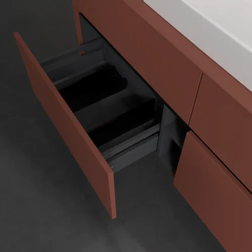 Bild von VILLEROY BOCH Collaro Waschbeckenunterschrank, mit Beleuchtung, 4 Auszüge, 1400 x 548 x 500 mm, Wine Red / Wine Red #C084B0AH