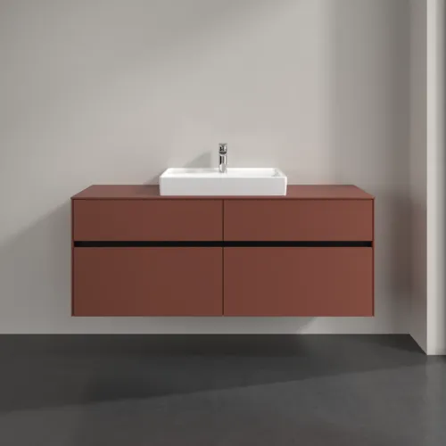 Bild von VILLEROY BOCH Collaro Waschbeckenunterschrank, mit Beleuchtung, 4 Auszüge, 1400 x 548 x 500 mm, Wine Red / Wine Red #C084B0AH