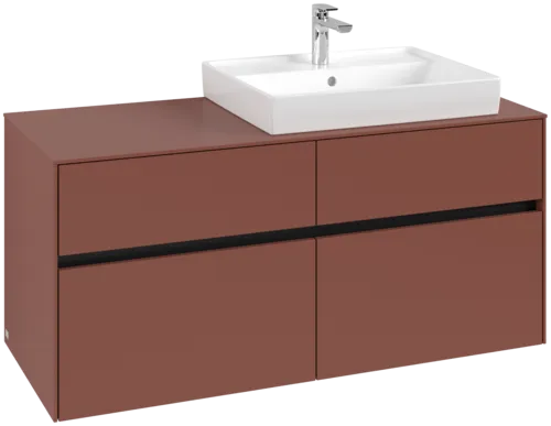 VILLEROY BOCH Collaro Vanity unit, with lighting, 4 pull-out compartments, 1200 x 548 x 500 mm, Wine Red / Wine Red #C083B0AH resmi